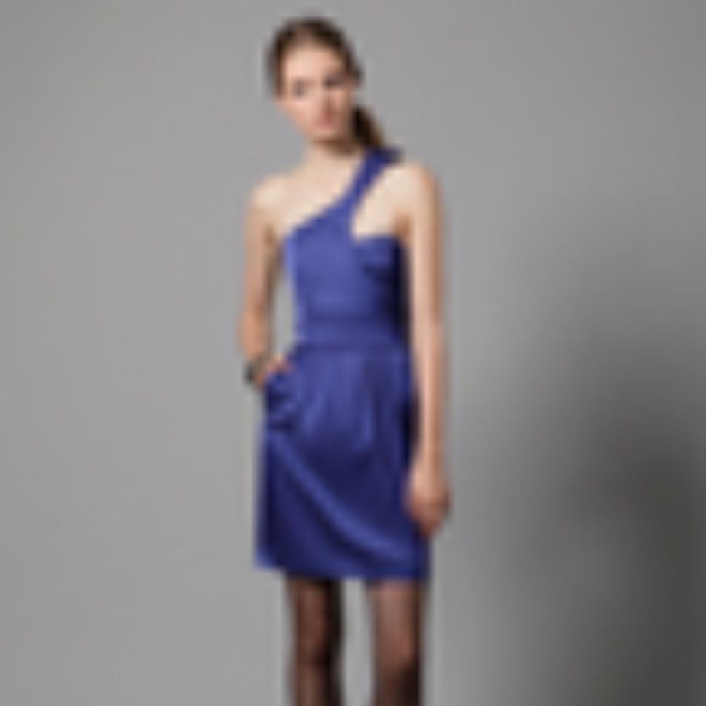 NWT Laila Azhar Women's Blue One Shoulder Cocktail Silky Dress Sz 6